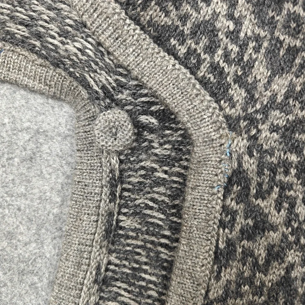 Alpaca Warehouse Poncho Womens Medium Gray Alpaca Knit Button Collared Geometric - Picture 4 of 15